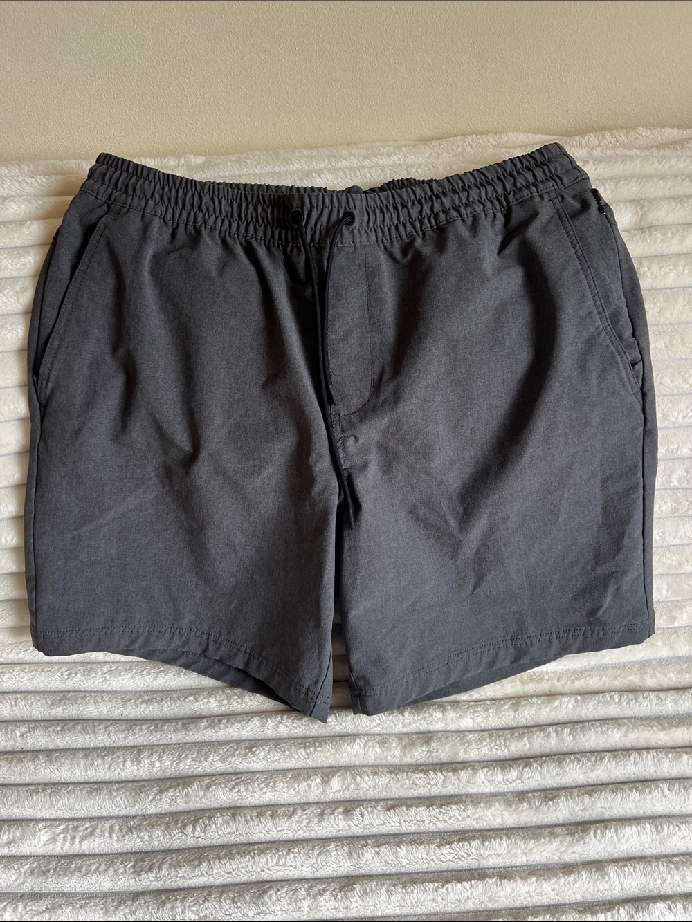 Men's Charcoal Elastic Waist Drawstring Shorts